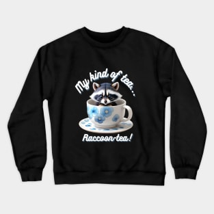 Cute Raccoon Blue Floral Tea Cup And Saucer Crewneck Sweatshirt